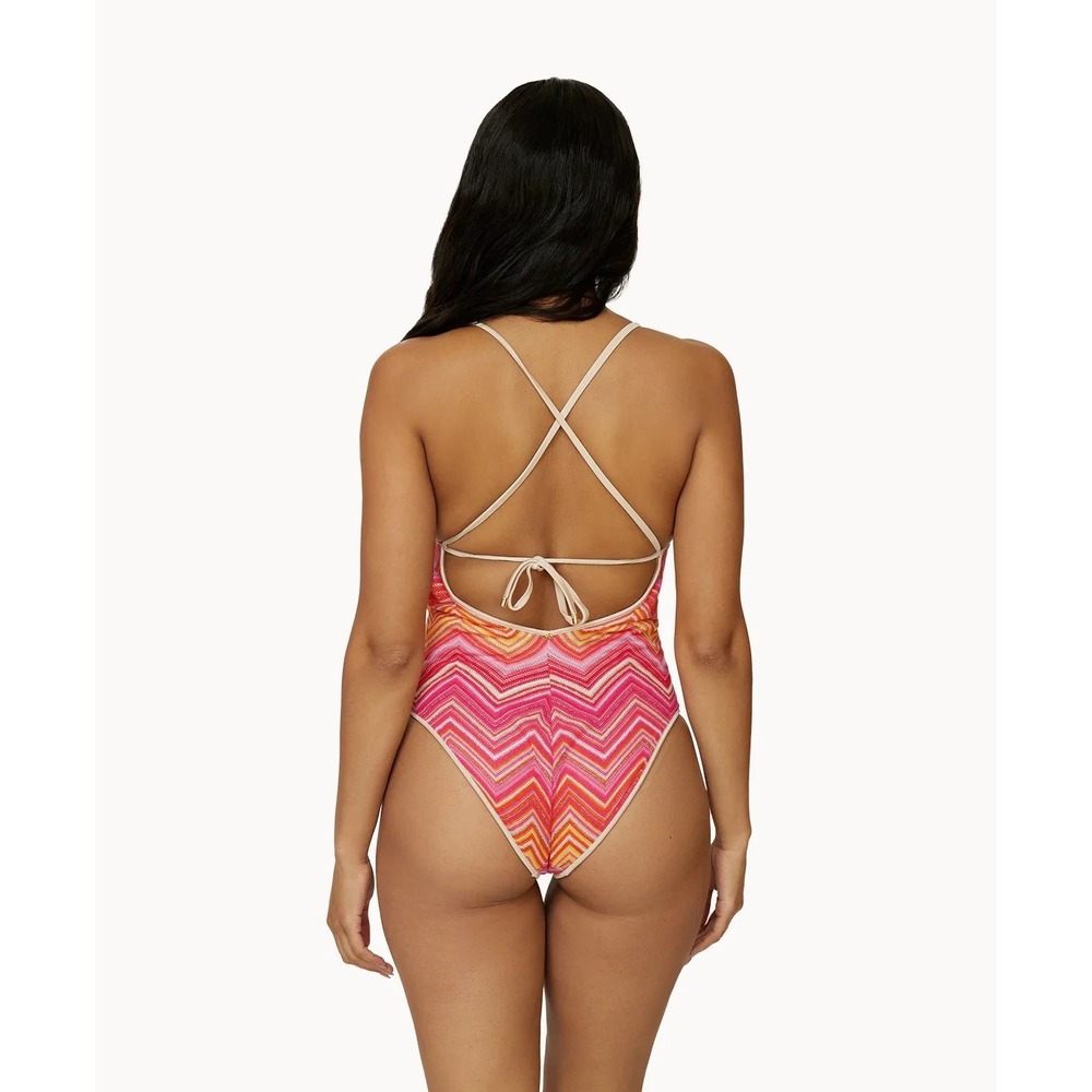 Pilyq PQ Margot Cayenne Chevron 1pc Swimsuit Large - Picture 2 of 5
